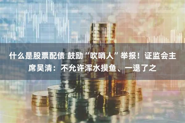 什么是股票配债 鼓励“吹哨人”举报！证监会主席吴清：不允许浑水摸鱼、一退了之